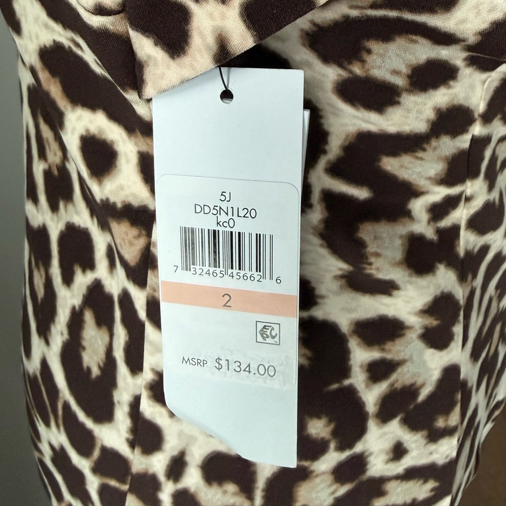 NWT DKNY Criss Cross Sleeveless Leopard Print Bodycon Dress Size 2 - Picture 9 of 9